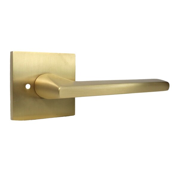 Emtek Helios Lever Right Hand 2-3/8 in Backset Privacy w/Square Rose for 1-1/4 in to 2 in Door Satin Brass 5210HLOUS4RH - main